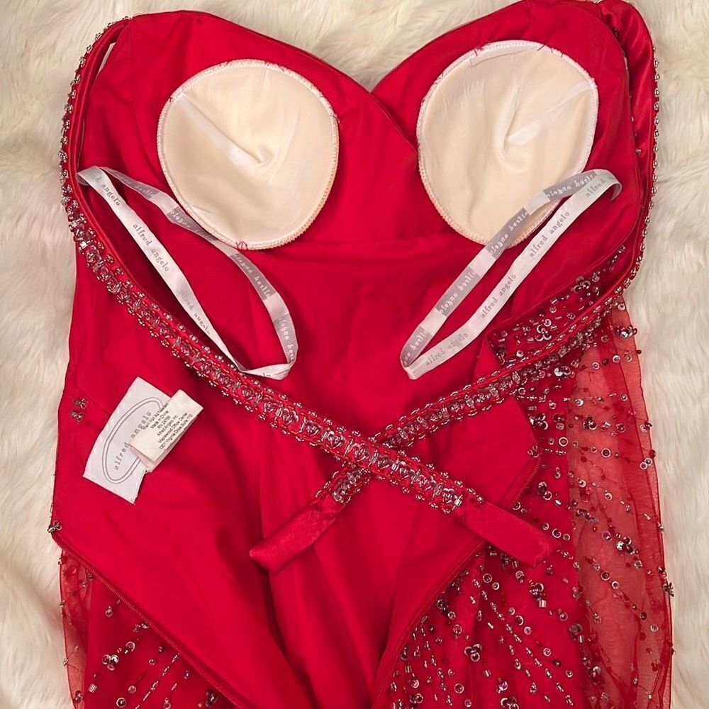 Alfred Angelo, Red Beaded Maxi Prom Dress - Picture 16 of 16